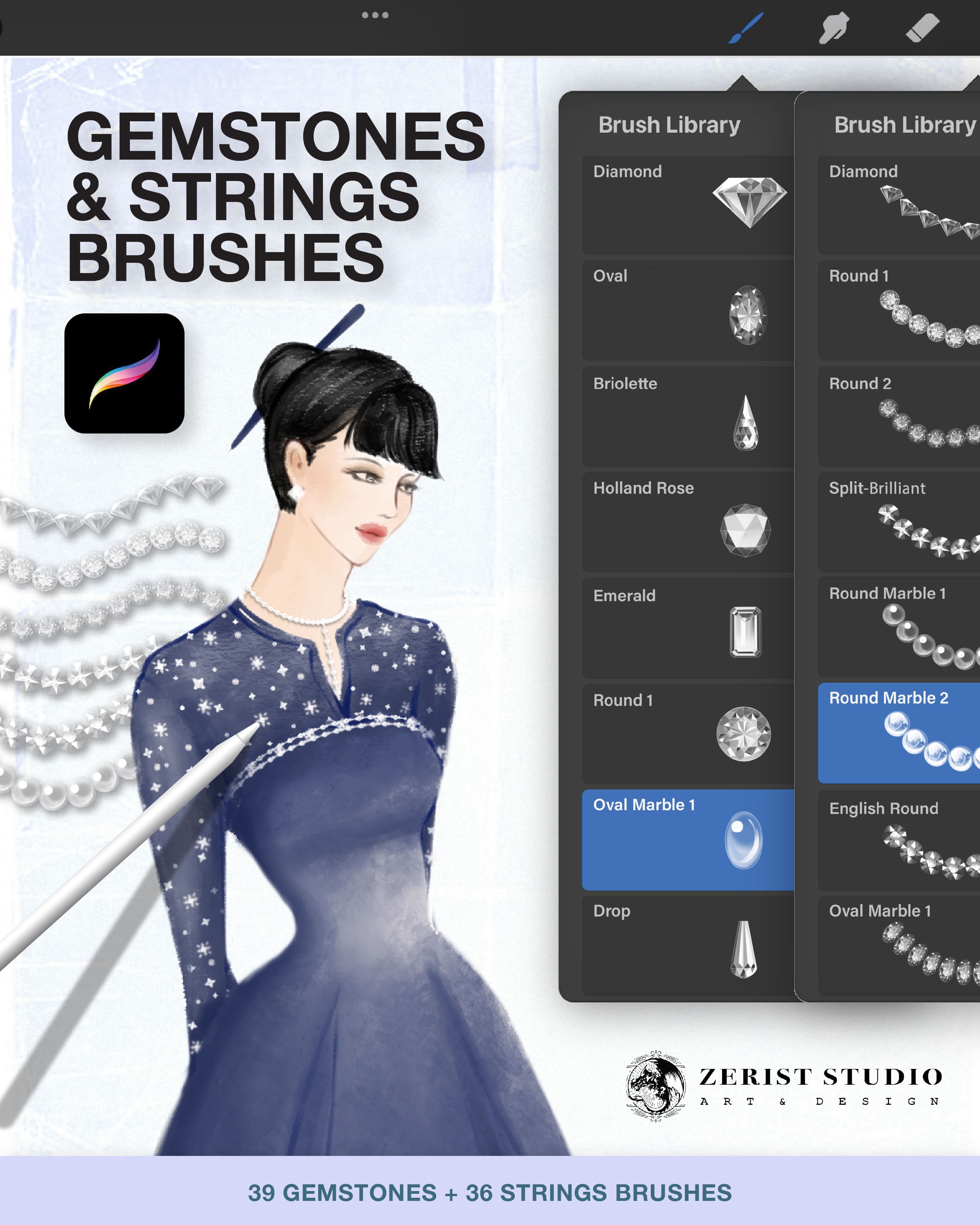 image of Gemstones & String brushes